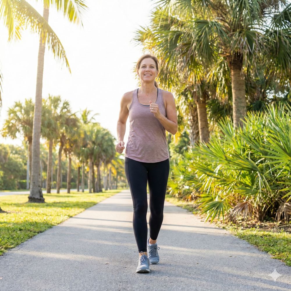 Active Palm Beach County resident enjoying outdoor exercise after tirzepatide weight loss treatment from Beyond Concierge Healthcare in Royal Palm Beach, FL