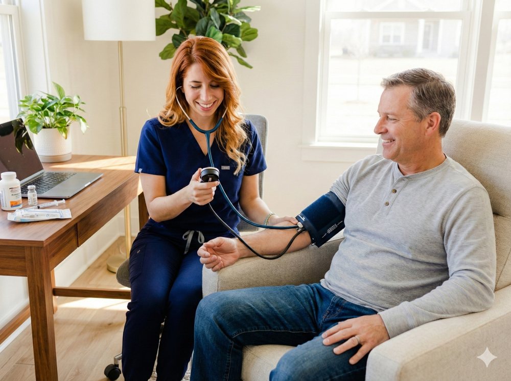 Beyond Concierge Healthcare nurse practitioner performing a health assessment for a new medical weight loss patient in Wellington, FL